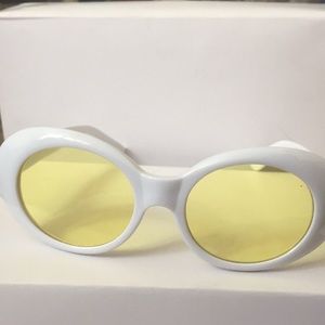 Yellow & white oval circle Oversized sunglasses